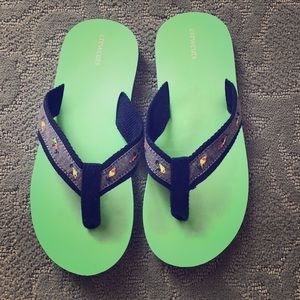J. Crew Boys flip-flops, size 4 fishing lure motif